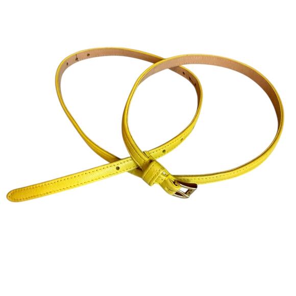 J Crew Super Skinny Belt Yellow Leather L - Picture 2 of 5